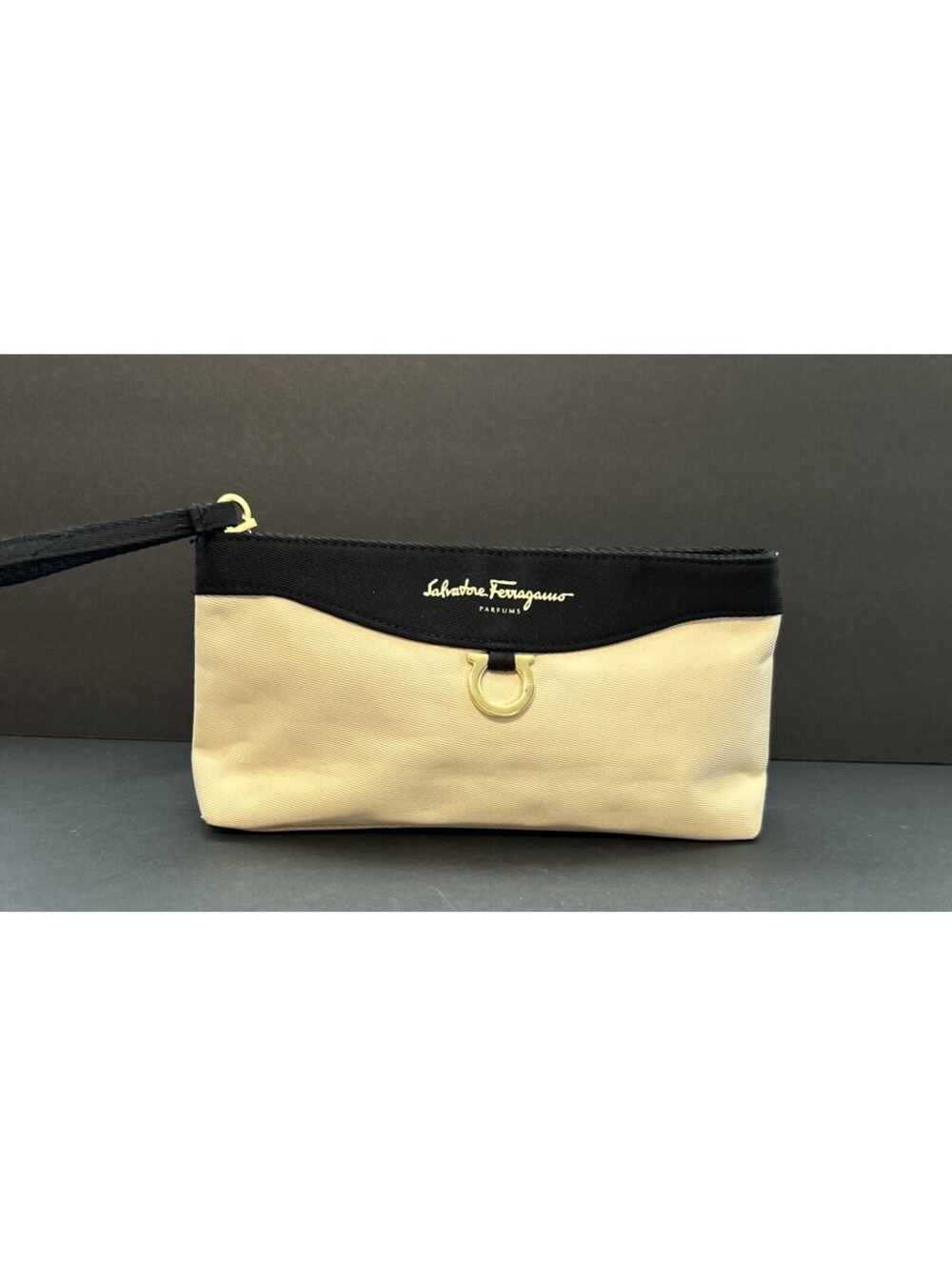 Salvatore Ferragamo + Singapore Airline- Black & Cream Wristlet Amenity Parfums